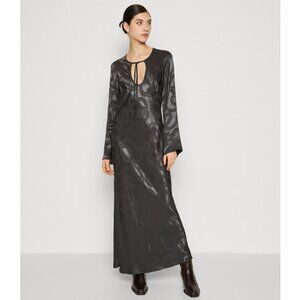 Never Fully Dressed Jacquard Snake Print Midaxi Dress in Charcoal